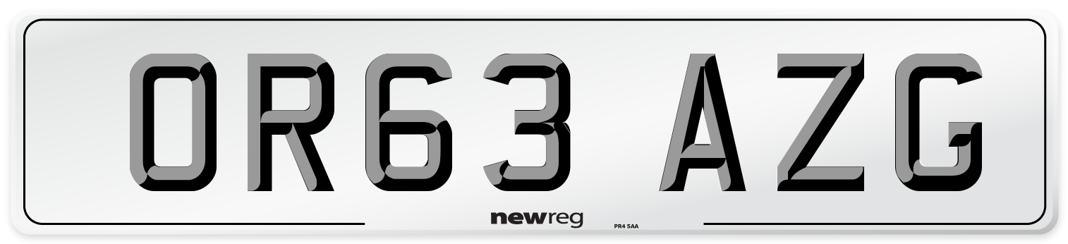 OR63 AZG Number Plate from New Reg